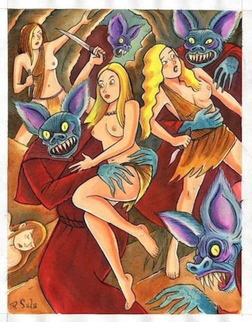 "Cave Girls of the Lost World - The Bat People" is copyright ©2008 by Richard Sala.  All rights reserved.  Reproduction prohibited.
