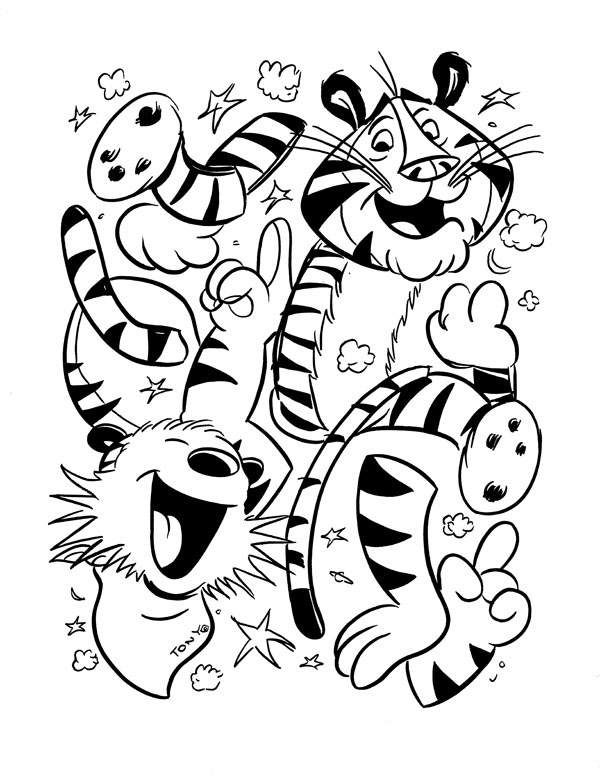 "CARTOON JUMBLE INK ART, HOBBES & TONY TIGER" is copyright ©2008 by Jeremy Eaton.  All rights reserved.  Reproduction prohibited.