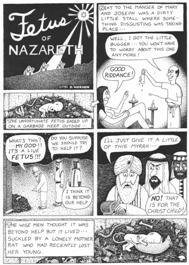 "Fetus of Nazareth pg1" is copyright ©2008 by Dennis Worden.  All rights reserved.  Reproduction prohibited.