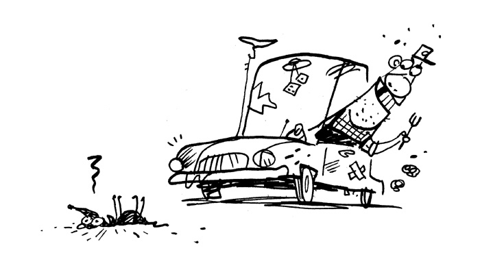 "Washington Post Illustration - Roadkill" is copyright ©2008 by Bob Staake.  All rights reserved.  Reproduction prohibited.