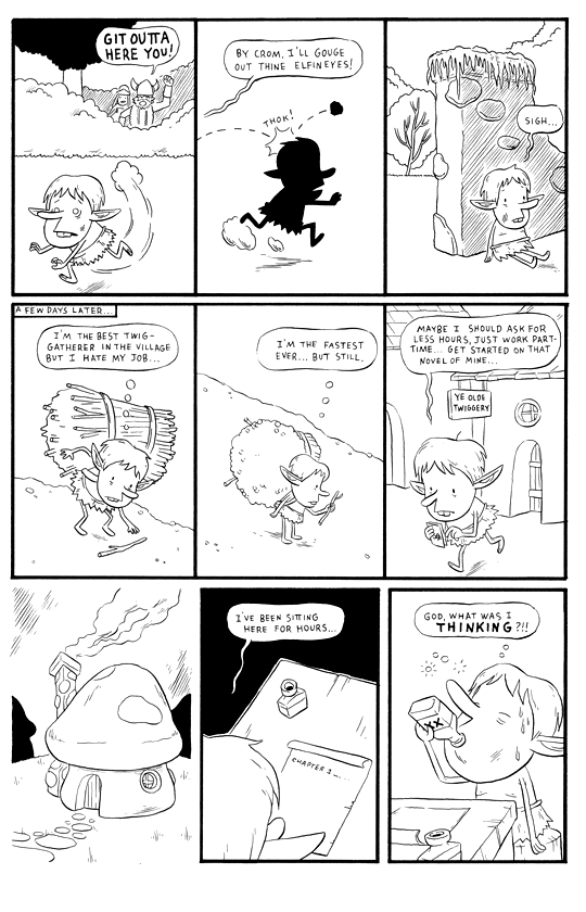 "An Elf's Lot, SPX 2005, page 3" is copyright ©2008 by Martin Cendreda.  All rights reserved.  Reproduction prohibited.
