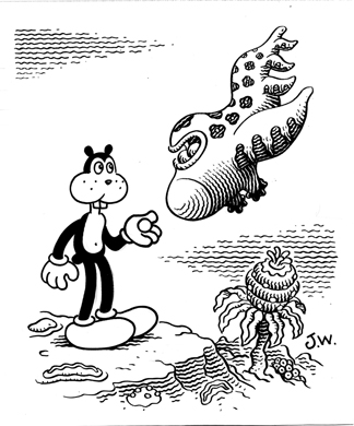 "FEEDER" is copyright ©2008 by Jim Woodring.  All rights reserved.  Reproduction prohibited.