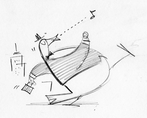 "Washington Post Sketch - Marching Business Duck" is copyright ©2008 by Bob Staake.  All rights reserved.  Reproduction prohibited.