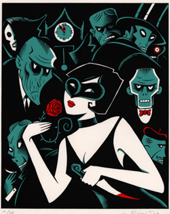 "Midnight - Silkscreen Poster" is copyright ©2008 by Richard Sala.  All rights reserved.  Reproduction prohibited.