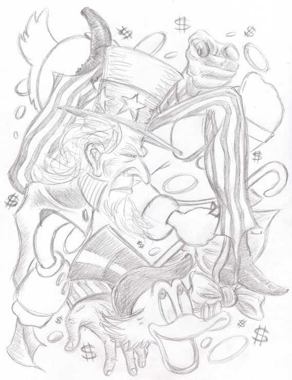 "CARTOON JUMBLE PENCIL - UNCLE SAM & UNCLE SCROOGE" is copyright ©2008 by Jeremy Eaton.  All rights reserved.  Reproduction prohibited.