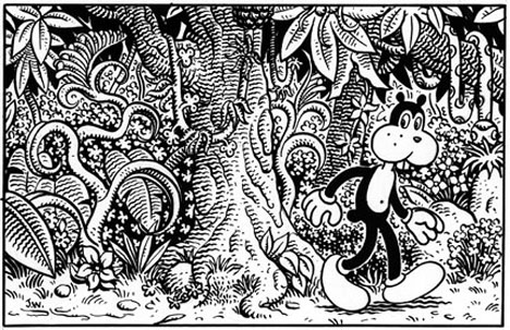 "Frank in the Jungle study" is copyright ©2008 by Jim Woodring.  All rights reserved.  Reproduction prohibited.