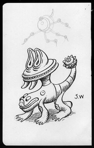 "SKETCHBOOK PAGE #2" is copyright ©2008 by Jim Woodring.  All rights reserved.  Reproduction prohibited.