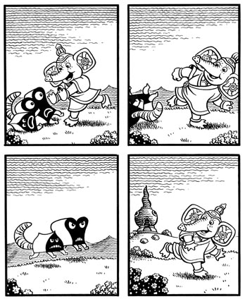 "LUTE STRING p.30" is copyright ©2008 by Jim Woodring.  All rights reserved.  Reproduction prohibited.