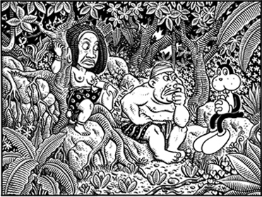 "JUNGLE SCRUTINY" is copyright ©2008 by Jim Woodring.  All rights reserved.  Reproduction prohibited.