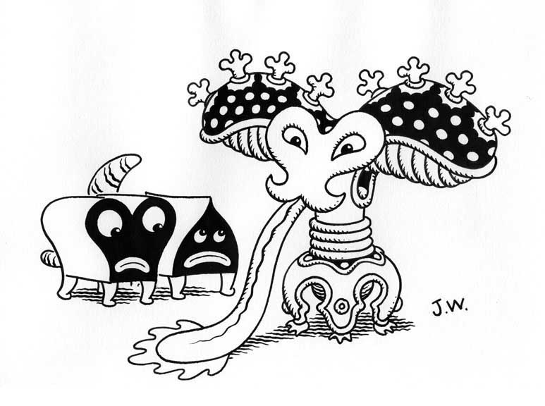 "FLOPPER" is copyright ©2008 by Jim Woodring.  All rights reserved.  Reproduction prohibited.