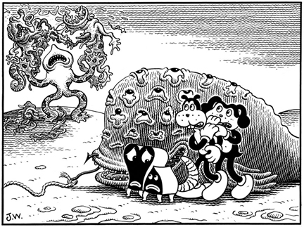 "A FEARFUL PUZZLE" is copyright ©2008 by Jim Woodring.  All rights reserved.  Reproduction prohibited.