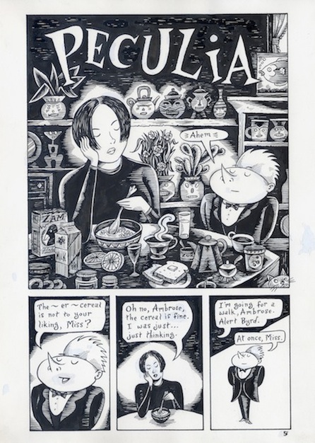 "Peculia - Very first page - Evil Eye#1" is copyright ©2008 by Richard Sala.  All rights reserved.  Reproduction prohibited.