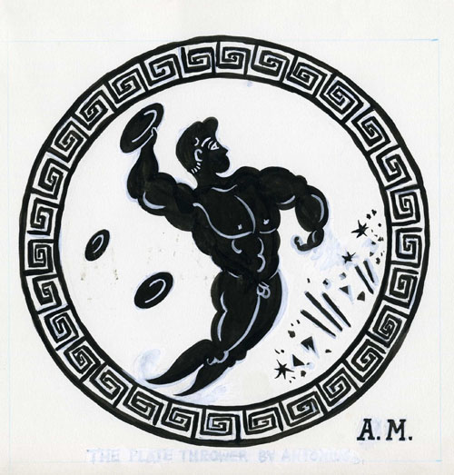 "Greek Plate Thrower" is copyright ©2008 by Tony Mostrom.  All rights reserved.  Reproduction prohibited.